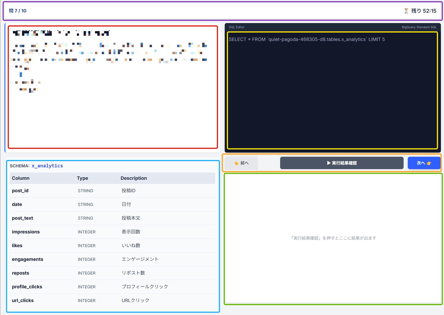 試験画面の構成